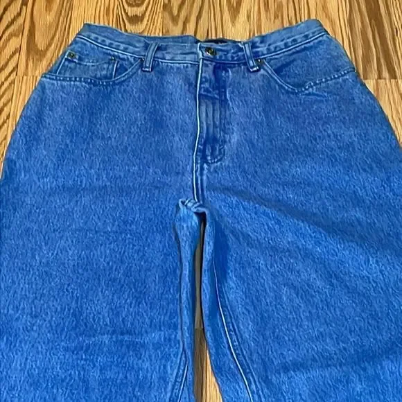 VTG Mom Jeans, bright blue, high waisted, tapered leg, 7/8 - Picture 2 of 11